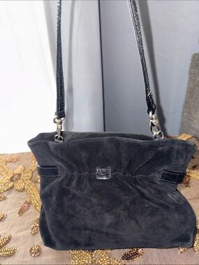 Furla Black Suede Shoulder Bag